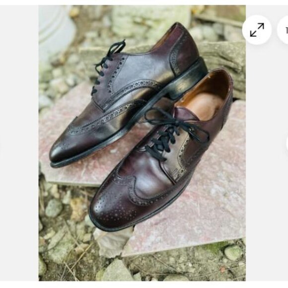 Allen Edmonds Ashland Wingtip Shoes Mens Size 9 C Burgundy Leather USA - Picture 2 of 10